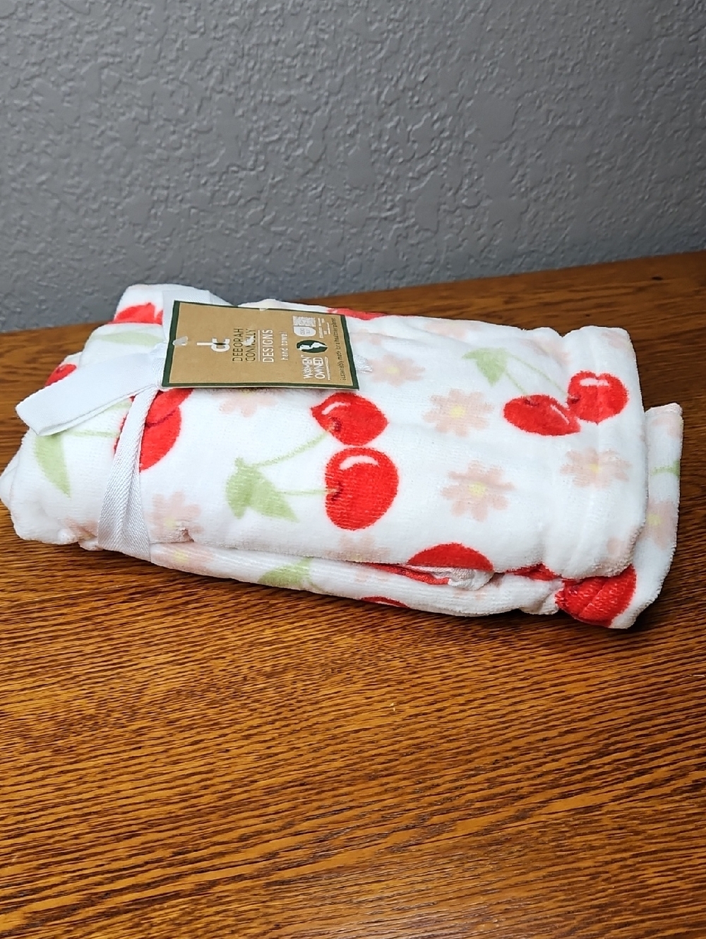 Deborah Connolly Cherry Hand Towel Set of 2 NWT